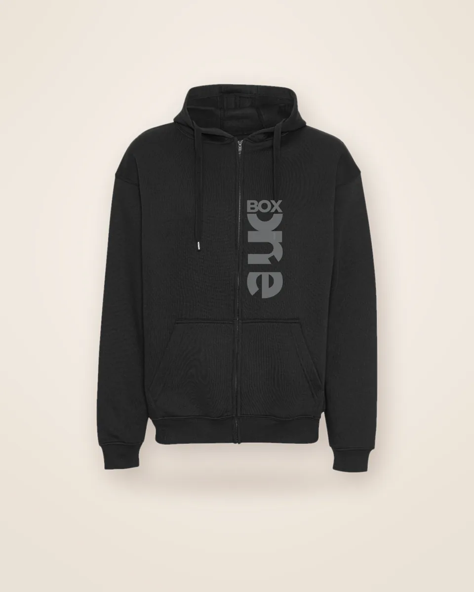 Oversized Zip Hoodie i kulsort set forfra