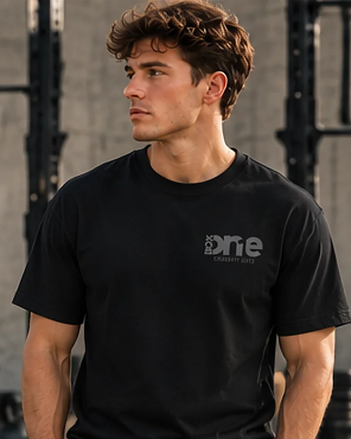 Classic T-shirt i kulsort på en mand i Box One